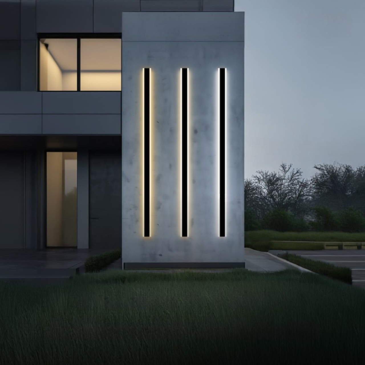 Arisha Contemporary Linear Outdoor Wall Light - Metal and Acrylic for Garden and Hall
