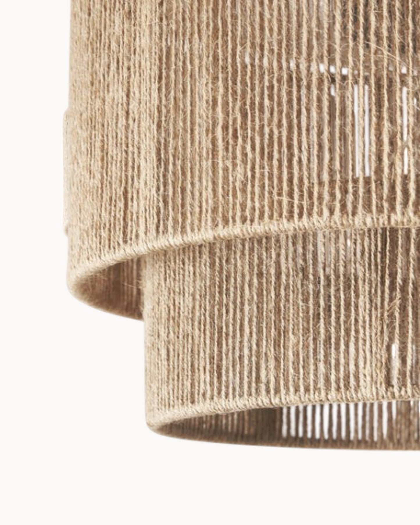 Golden Drift Ceiling Light – Jute Shade with Black Canopy, 45 cm Diameter