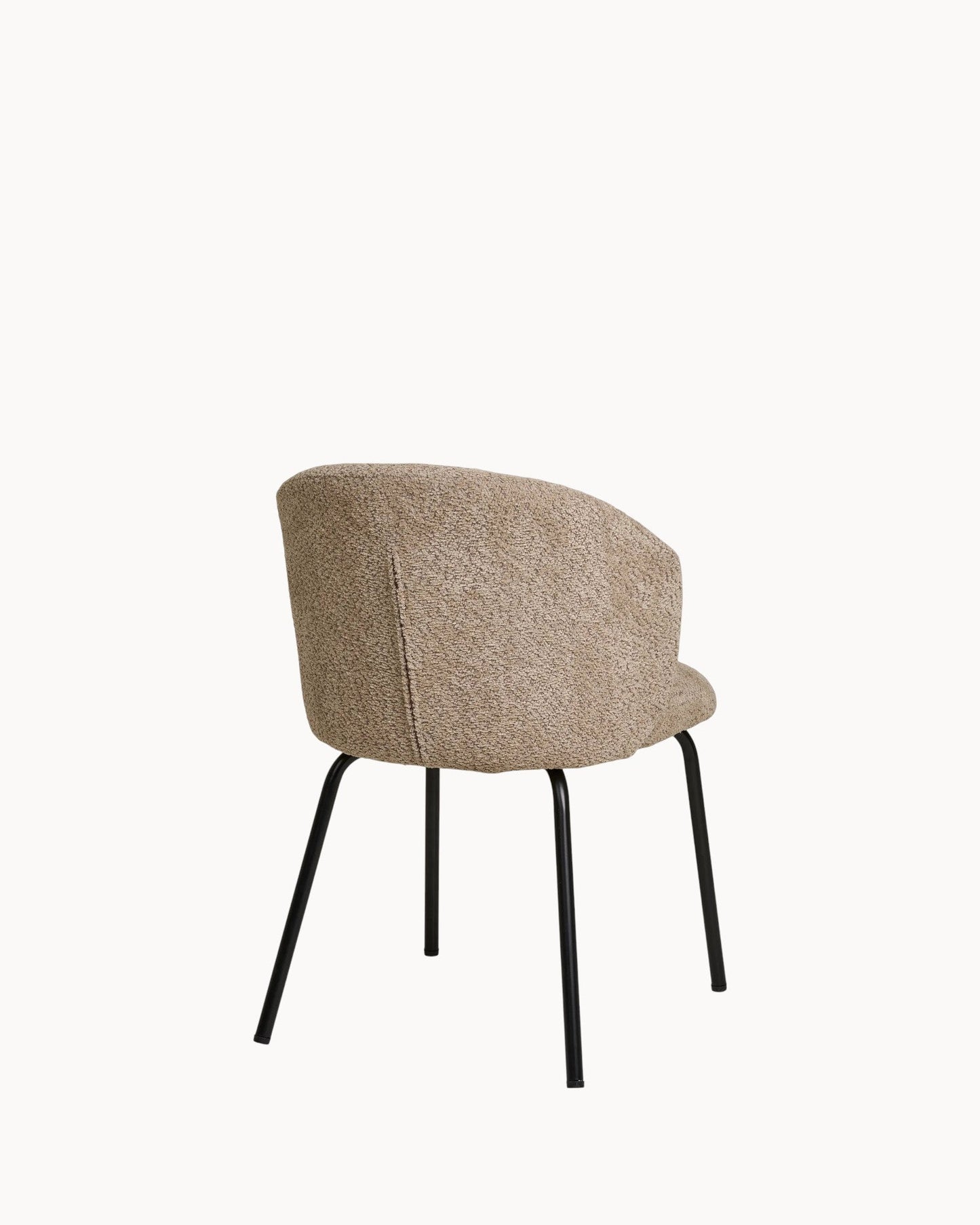 Beige Bouclé Safira Dining Chair with Black Steel Legs