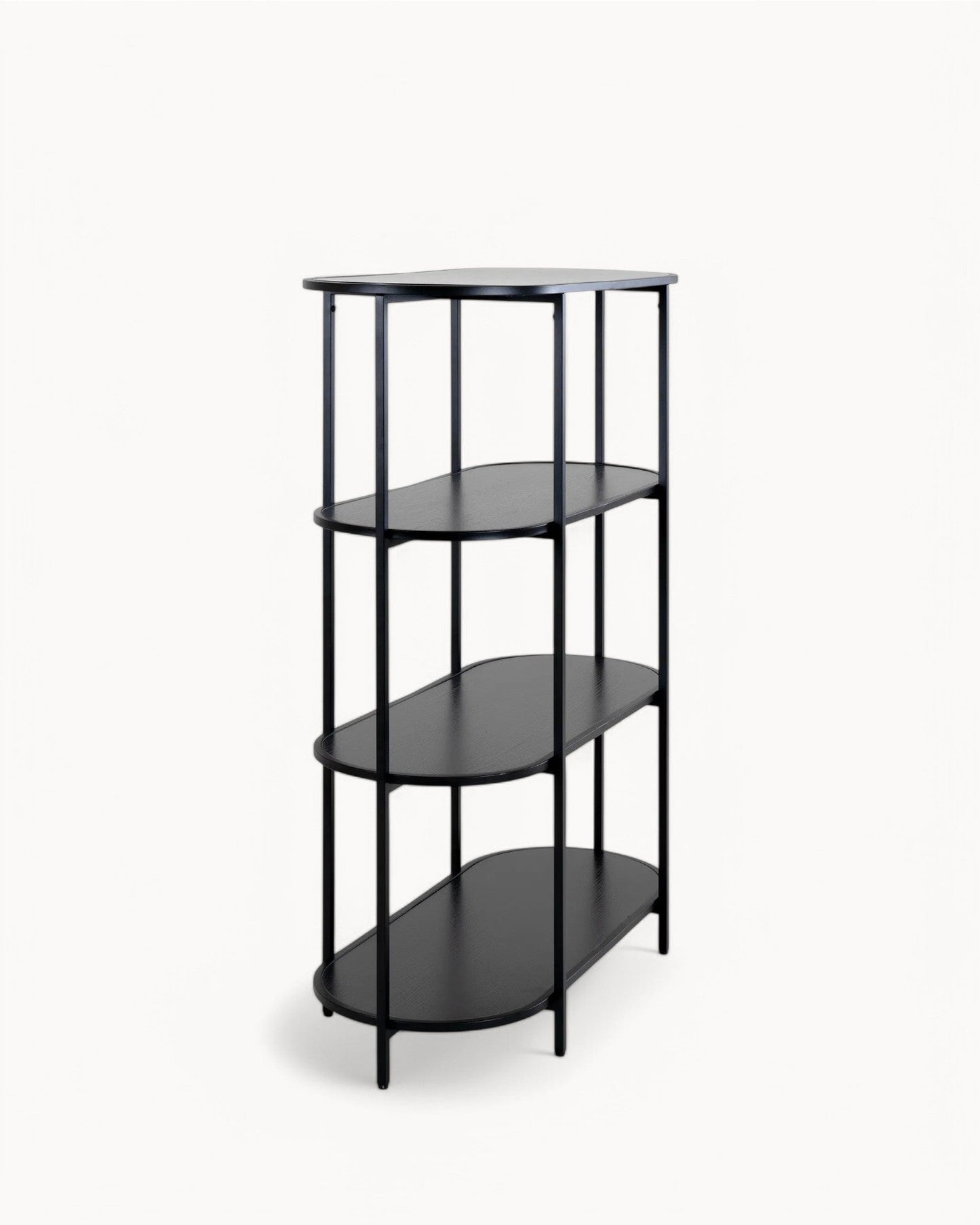Vita Regal Oval Shelf Unit – 4 Shelves, Black Metal Frame, 85x36x111 cm