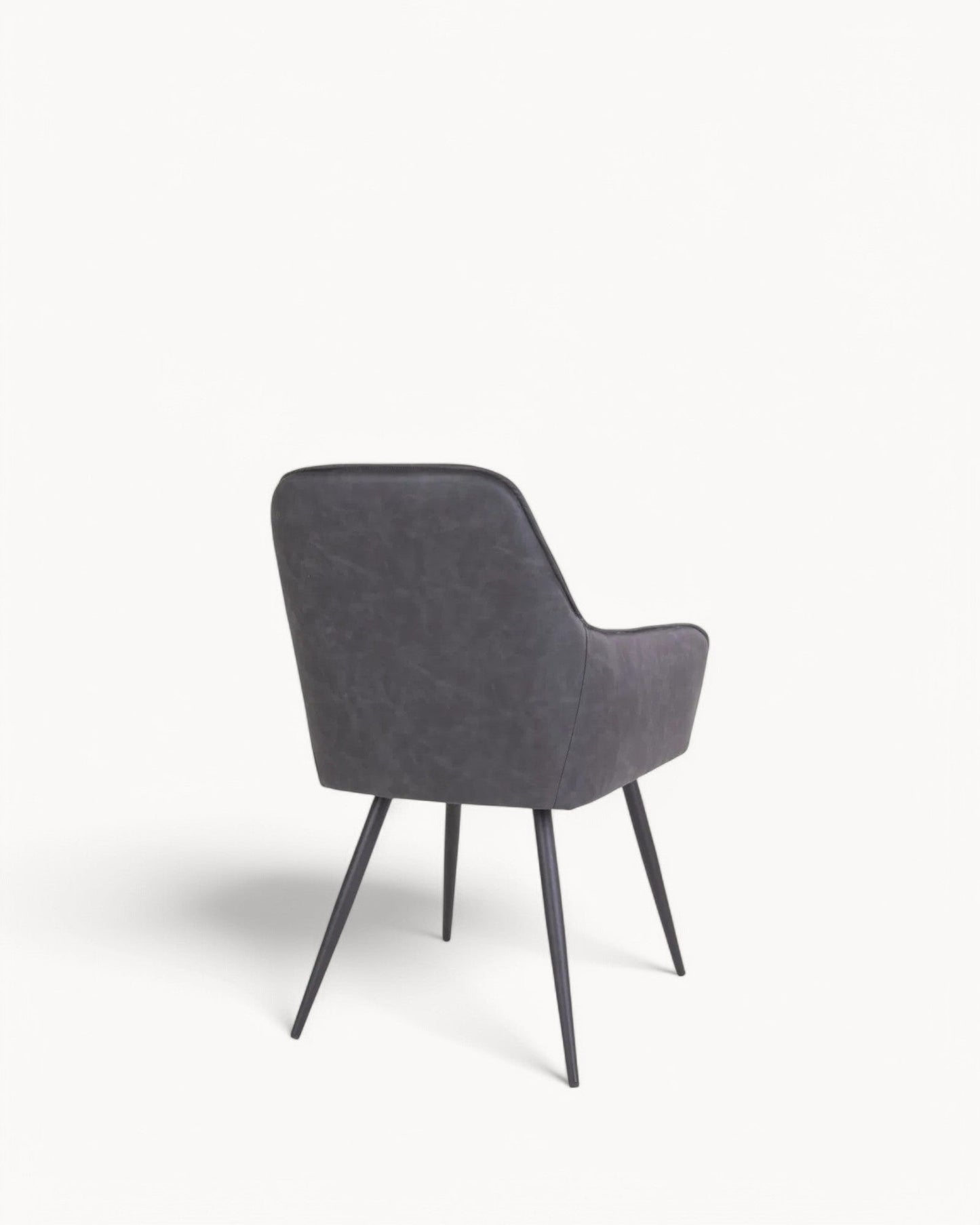 Dark Gray PU Leather Dining Chair with Black Metal Legs