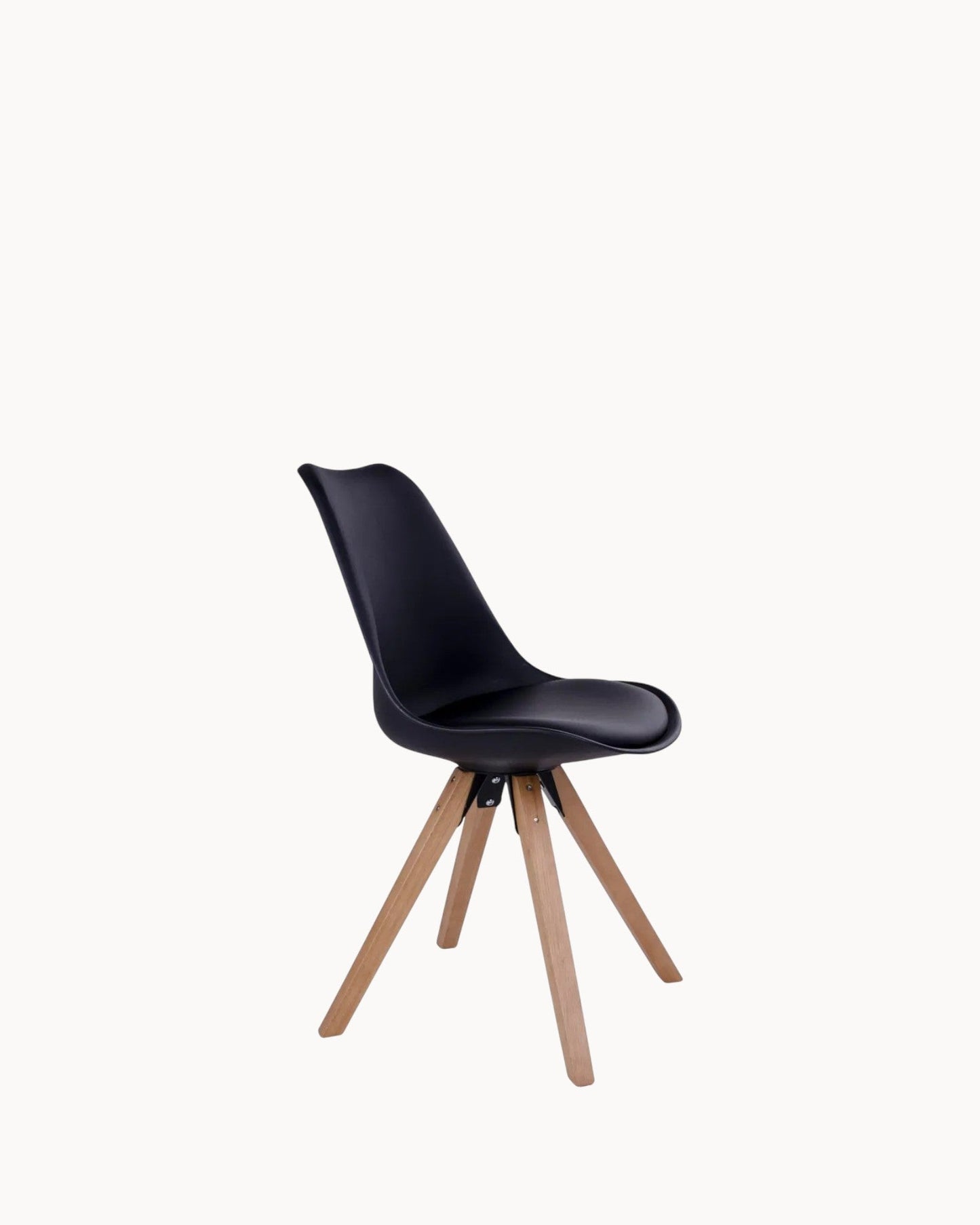 Bergen Dining Chair – Black PU Leather Upholstery and Natural Wood Legs