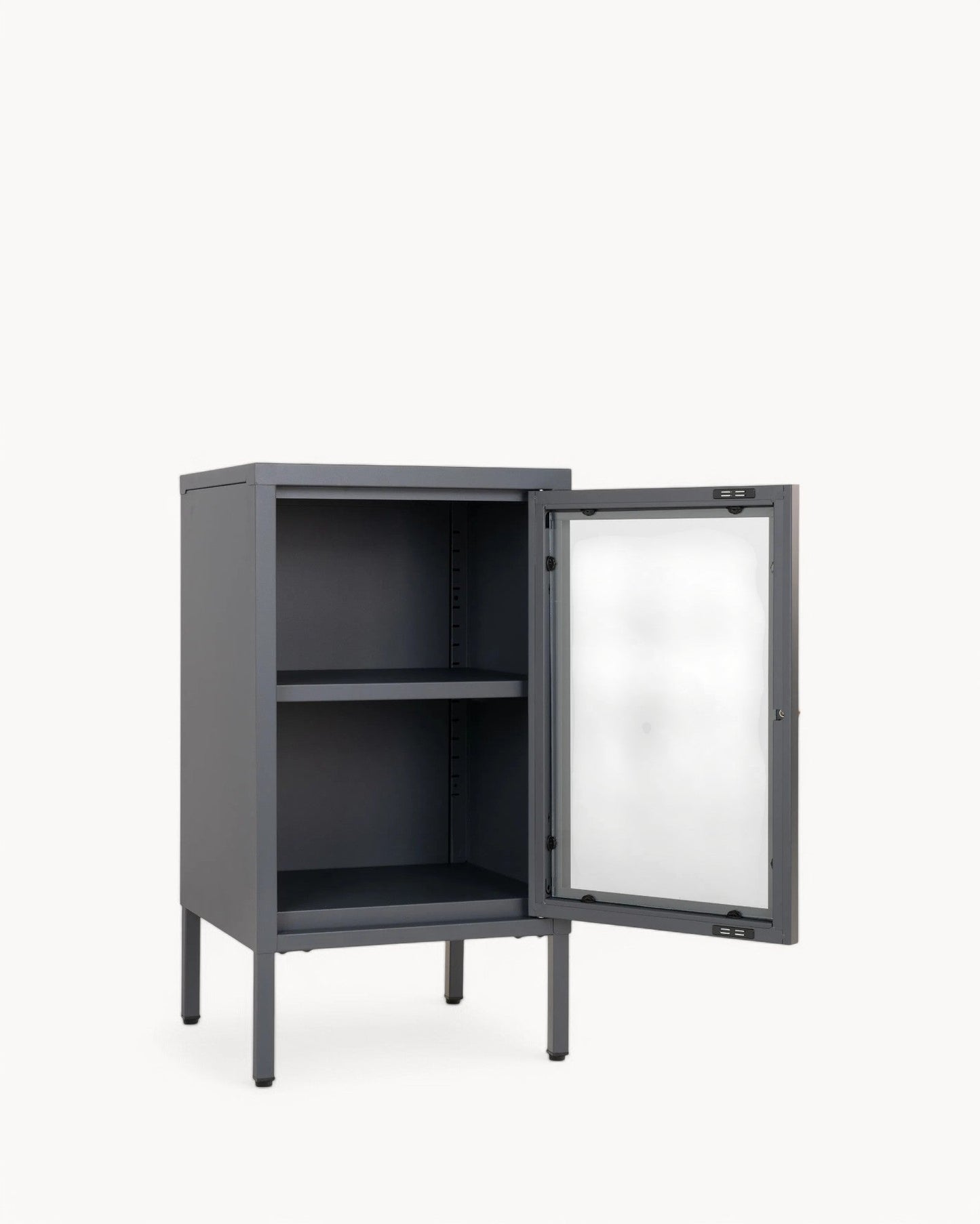 Dalby Gray Metal Cabinet with Glass Door – Modern Design – 38x35x70 cm