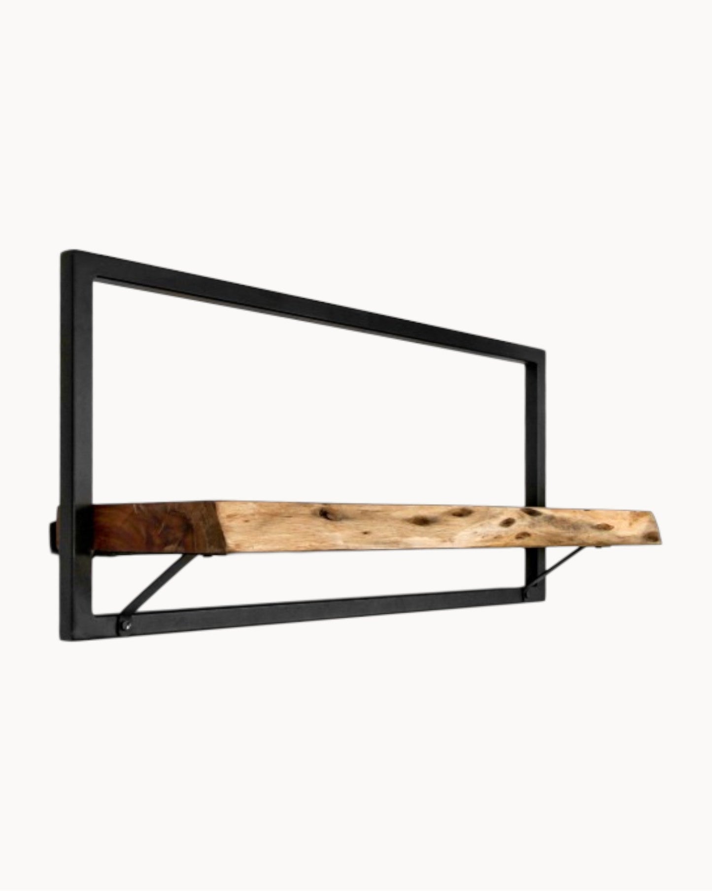 HSM Collection – 70 cm Wall Shelf – Natural Acacia Wood and Metal