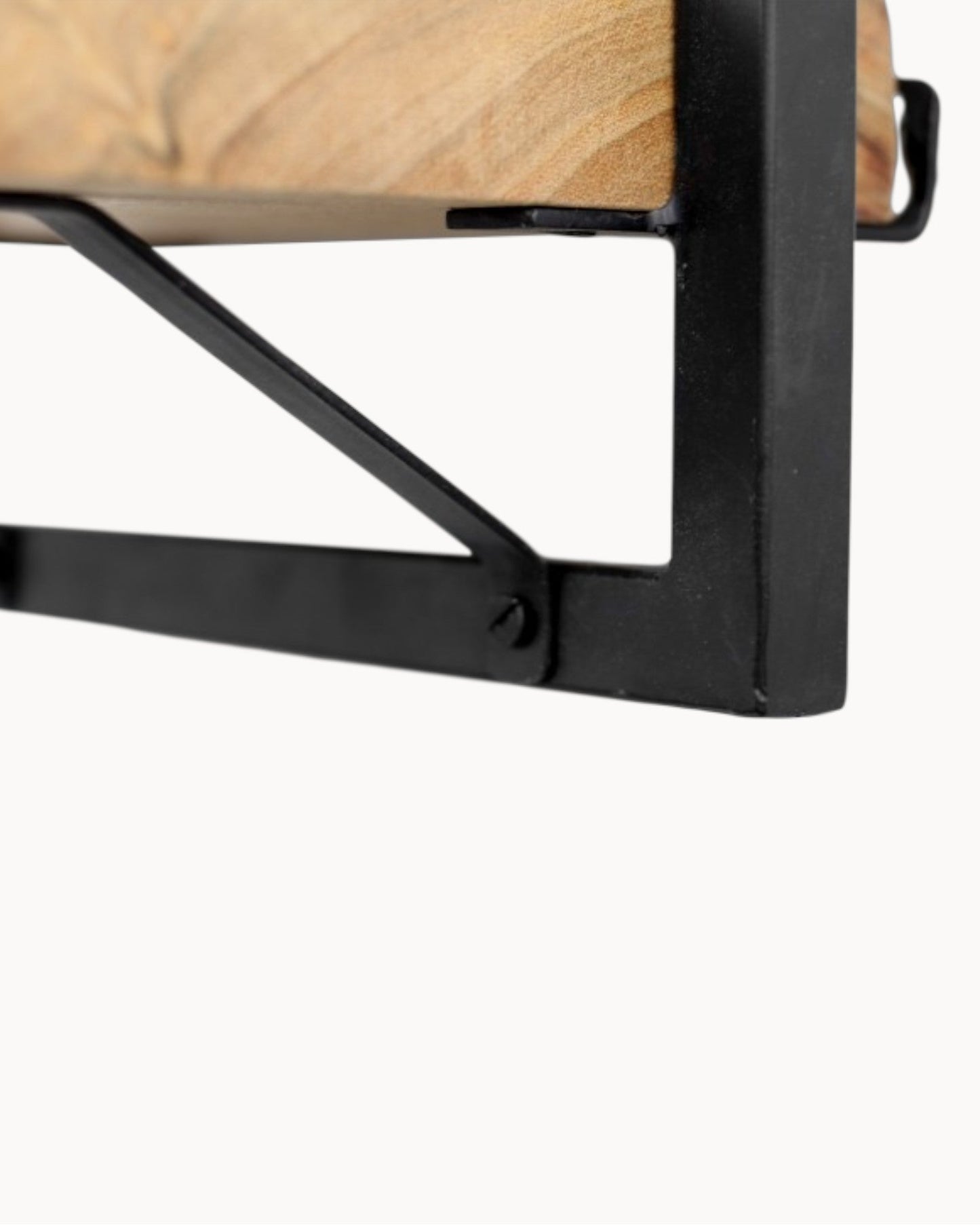 HSM Collection – Live Edge Wall Shelf – Acacia & Black – 56 x 22 x 32 cm