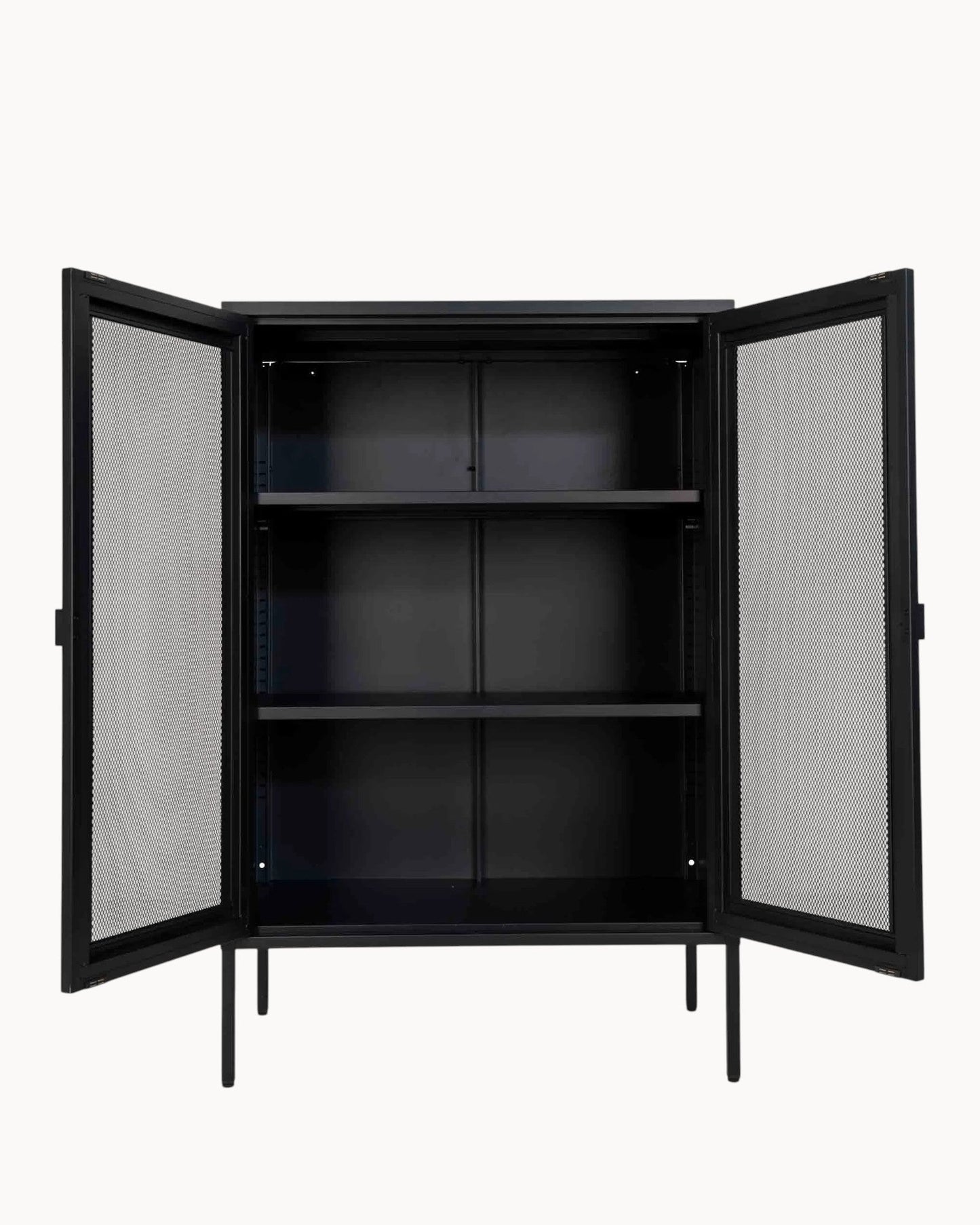 Industrial Black Metal Cabinet with Mesh Doors – 80x40x120 cm