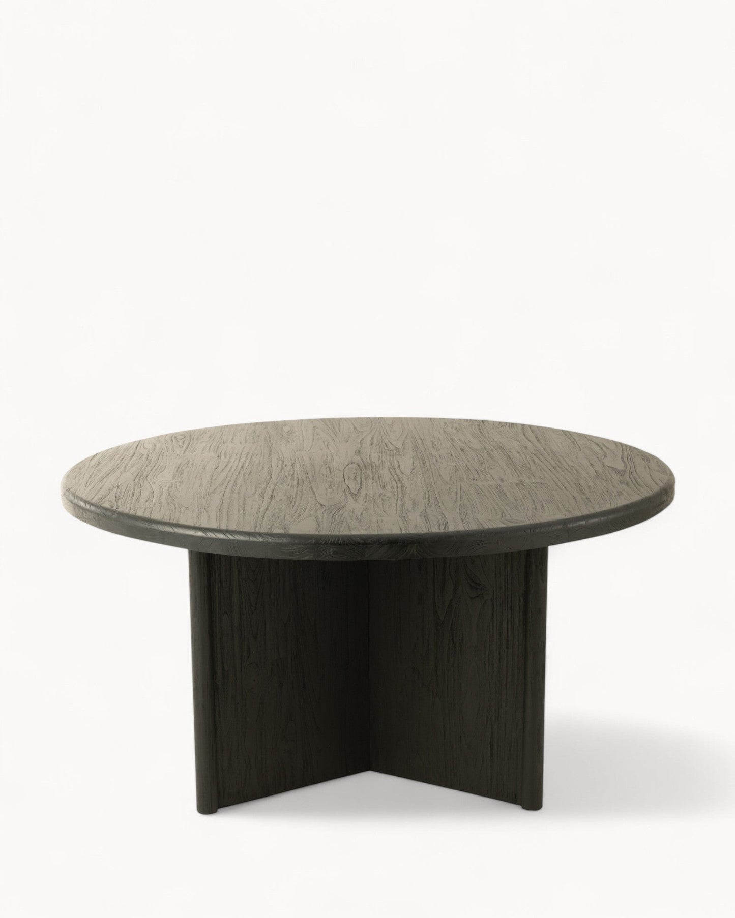 J-Line Modern Round Dining Table - 150 cm - Black Teak Wood - Sturdy Design