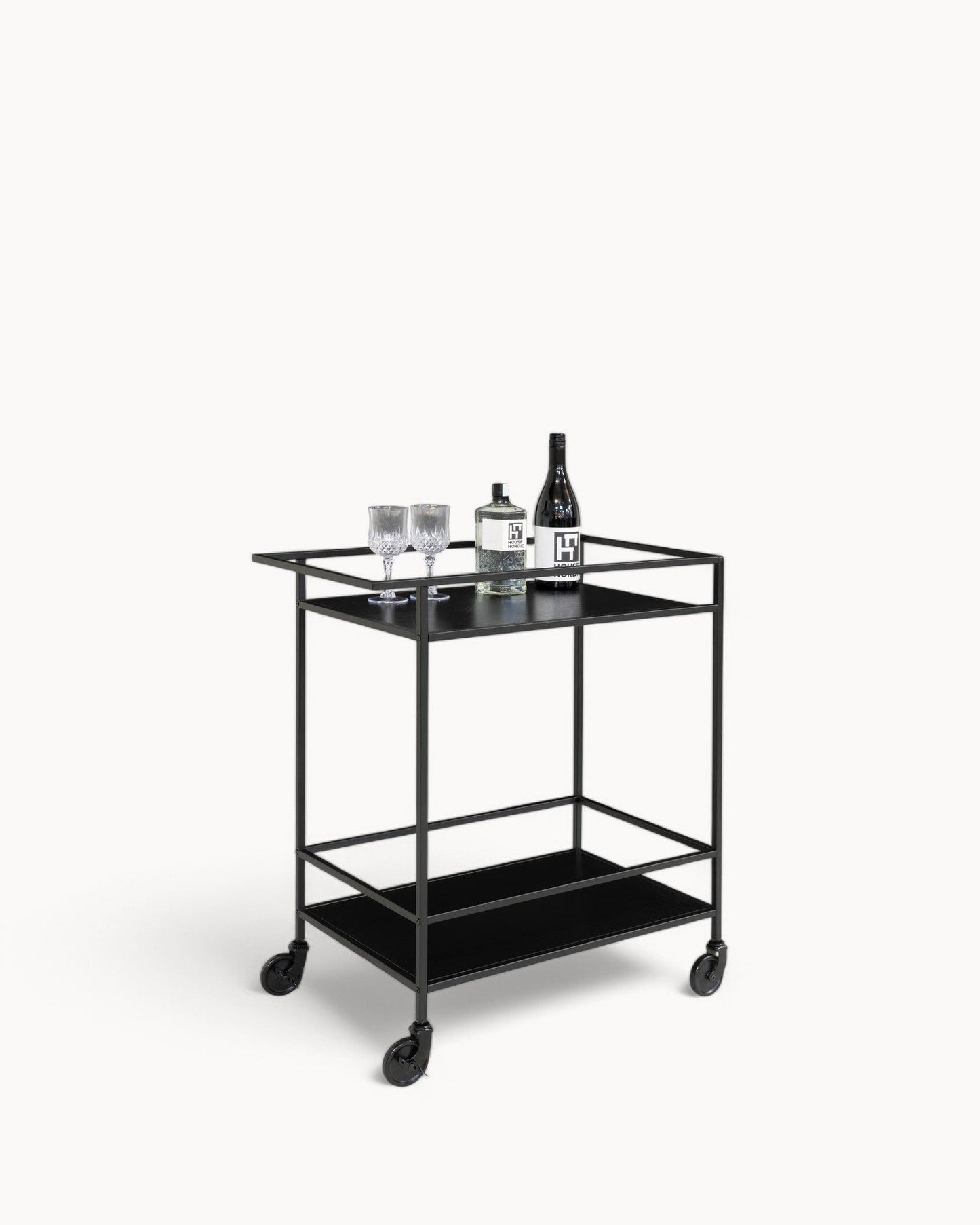 Vita Black Serving Cart – Metal Frame with 2 Shelves – Dimensions: 68x40x79 cm