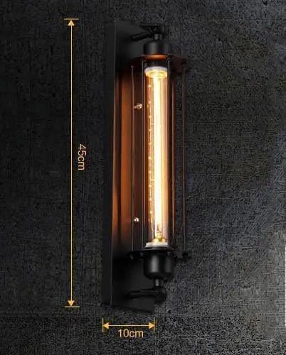 Retro Industrial Wall Sconce - Black Iron, E27 LED Compatible, Up and Down Lighting