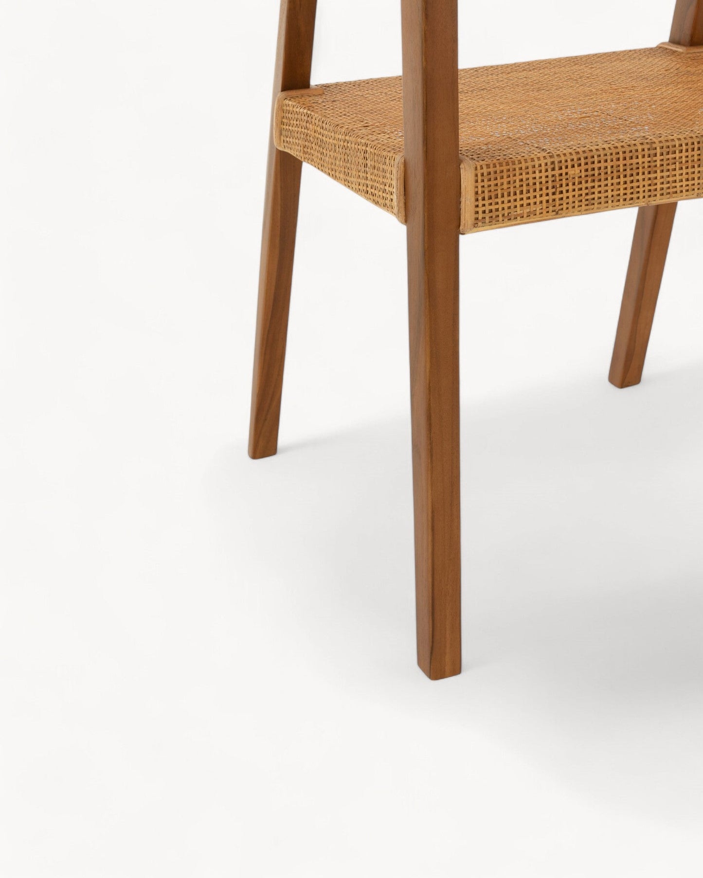 Emma Dining Chair by J-Line – Brown Teak Wood & Rattan – Stylish and Comfortable