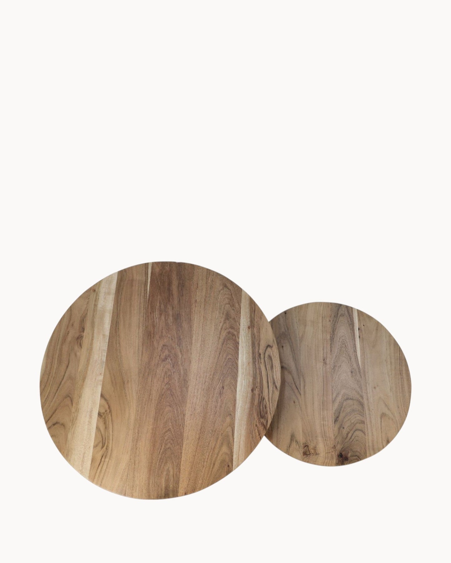 Zurich Round Table Set – Acacia Wood & Metal – 60 cm & 45 cm – Natural and Black Finish