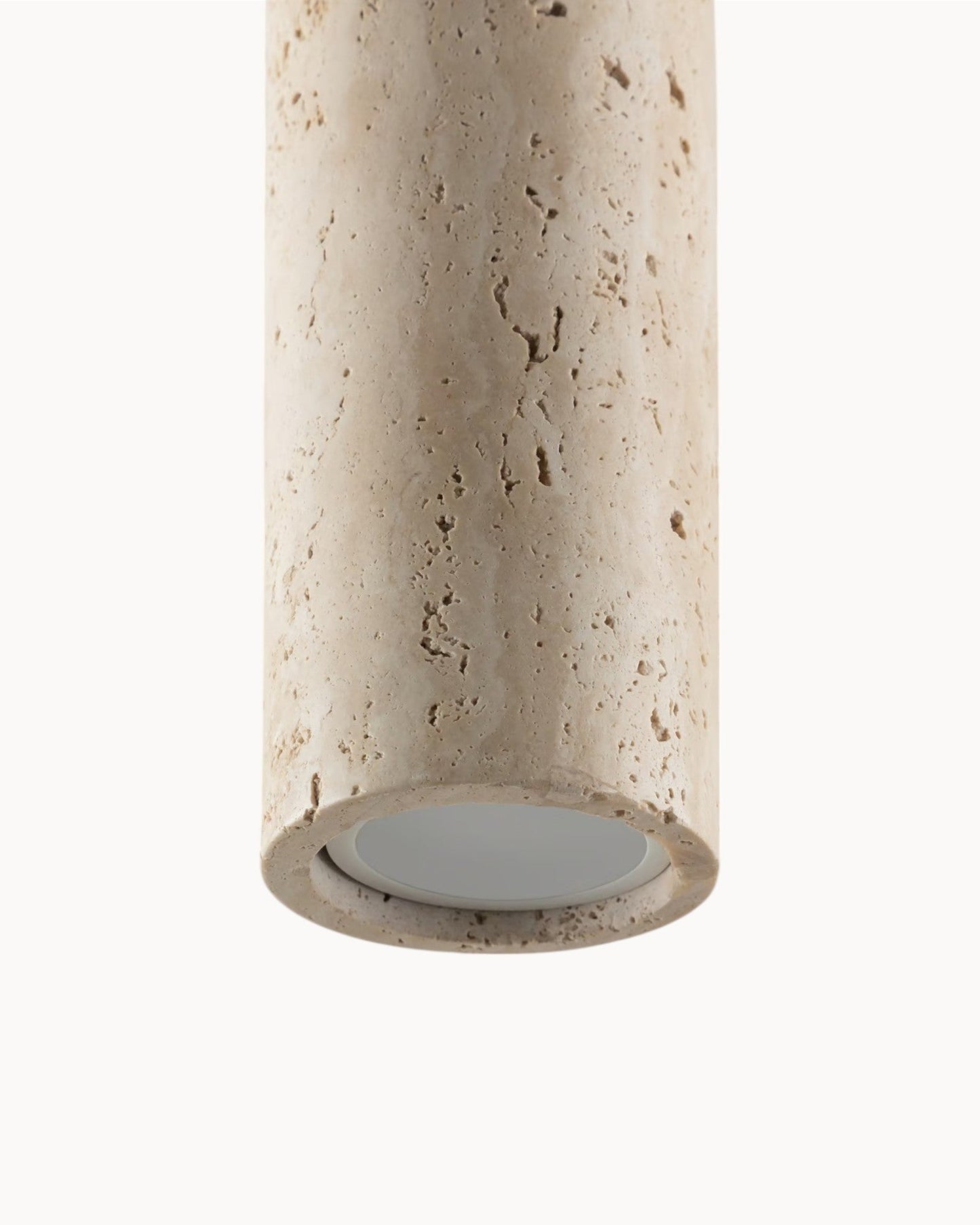 Adjustable Height Davis Pendant Light in Travertine and Wood - Ø10 cm