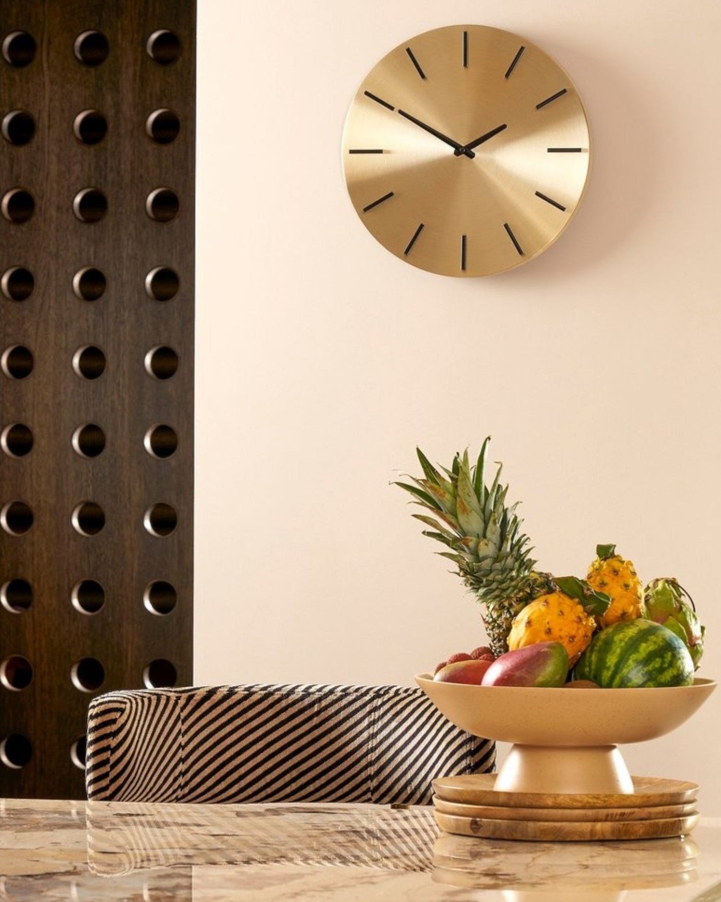 Mica Decorations Gold Wall Clock - 35.5 cm Diameter - Aluminium with Ticking Mechanism