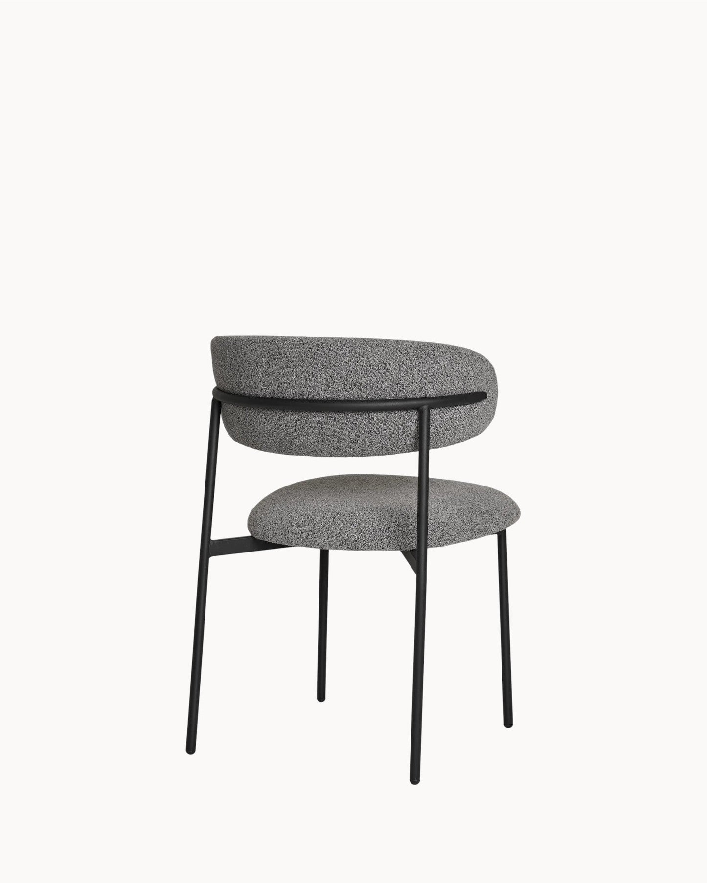 Mira Dining Chair Set – Light Gray Bouclé with Black Legs, 79.5 cm Height