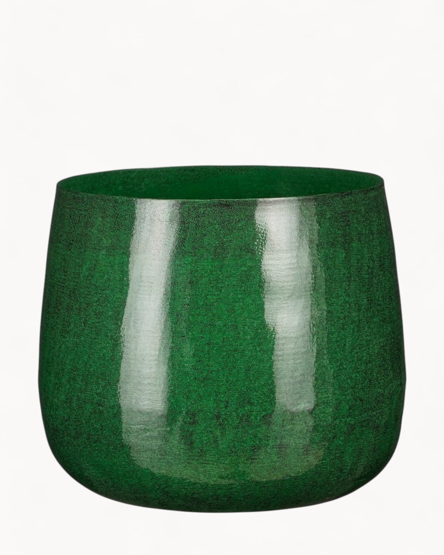Mica Decorations – Dark Green Metal Flower Pot, 22 cm Height x 24 cm Diameter