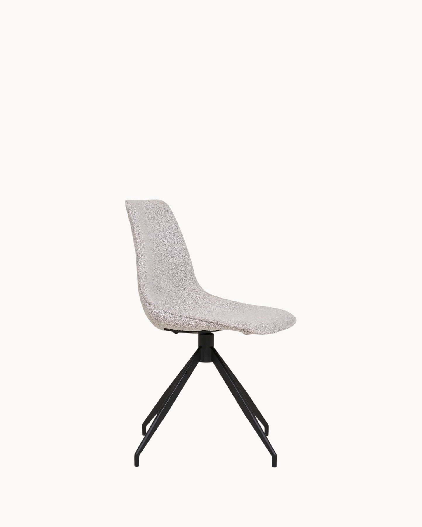 Set of 2 Swivel Dining Chairs – Boucle Sand with Black Legs