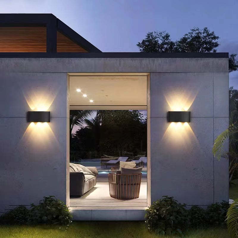 Ray Contemporary Rectangle LED Outdoor Wall Light - White Metal for Patios
