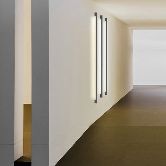 Arisha Slim Linear Modern LED Wall Lamp - Black Metal for Living Room/Indoor Use