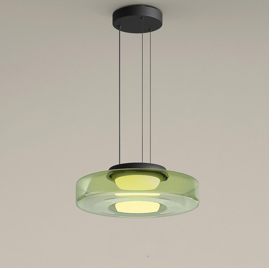 Contemporary Glass Pendant Light | Adjustable Hanging Cable & LED Bulbs | 12W