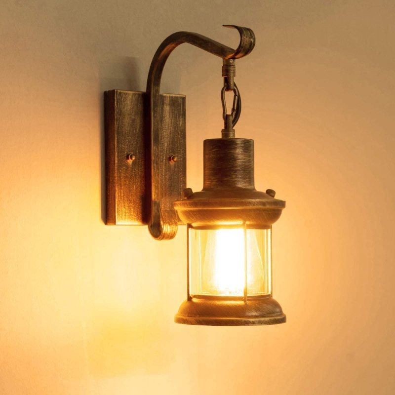 Silva Vintage Industrial Wall Lamp - Black and Bronze Metal/Glass for Indoor Use