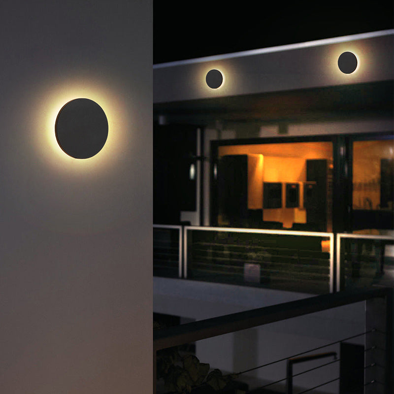 Modern LED Outdoor Wall Light - White/Black Metal for Garden
