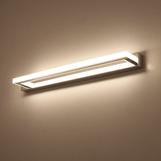 Arisha Rectangular LED Wall Light with Mirror for Bedroom - Metal and Acrylic Design
