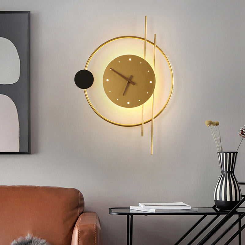 Arisha Contemporary Round LED Wall Clock - Metal and Acrylic Design for Bedroom and Living Room