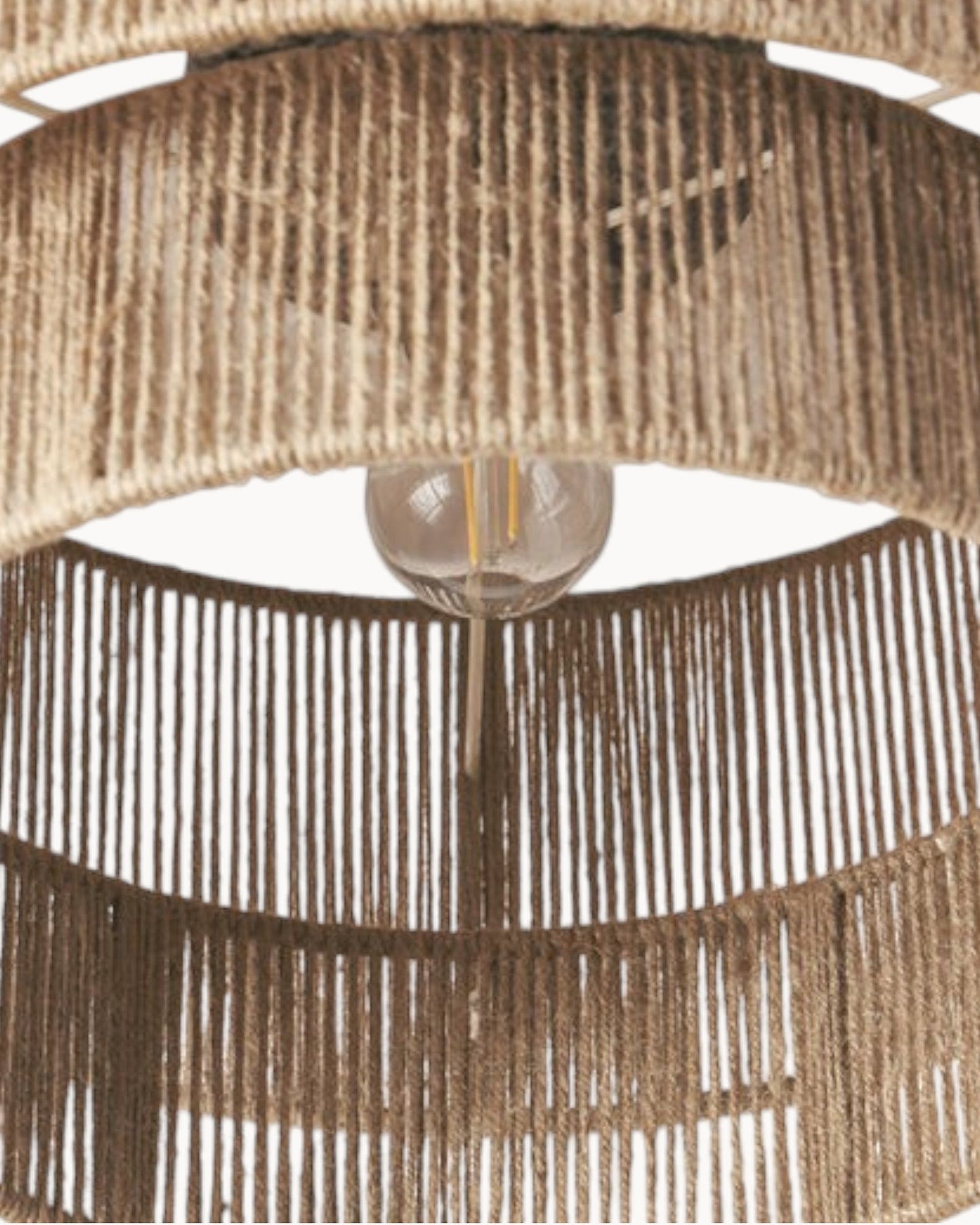 Golden Drift Ceiling Light – Jute Shade with Black Canopy, 45 cm Diameter