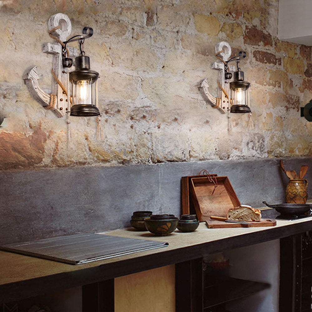 Epoch Vintage LED Wall Light - Indoor Metal and Wood Fixture for Dining and Living Rooms
