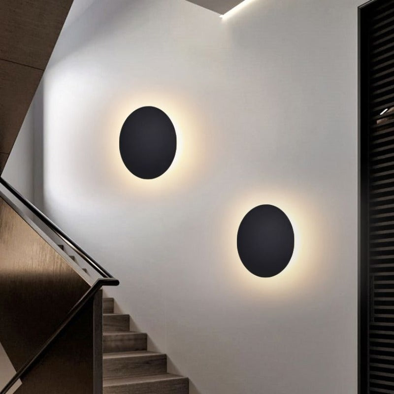 Arisha Contemporary Round Wall Light in Black, White, and Gold - Metal Design for Living Room