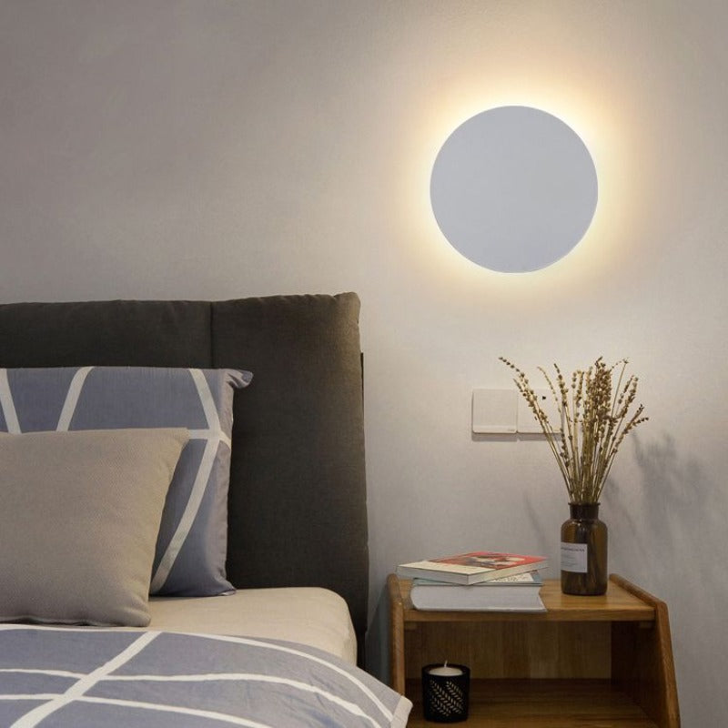 Arisha Contemporary Round Wall Light in Black, White, and Gold - Metal Design for Living Room