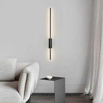 Arisha Contemporary Linear LED Wall Light in Black and Brass for Dining Room, Bedroom, or Bathroom - Available in 61cm, 80cm, 100cm, and 120cm Sizes