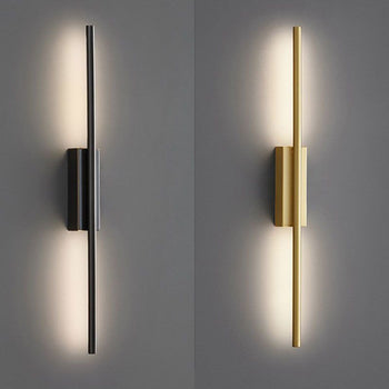 Arisha Contemporary Linear LED Wall Light in Black and Brass for Dining Room, Bedroom, or Bathroom - Available in 61cm, 80cm, 100cm, and 120cm Sizes