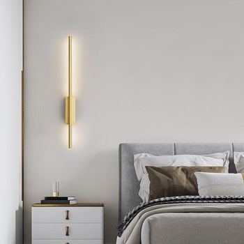 Arisha Contemporary Linear LED Wall Light in Black and Brass for Dining Room, Bedroom, or Bathroom - Available in 61cm, 80cm, 100cm, and 120cm Sizes