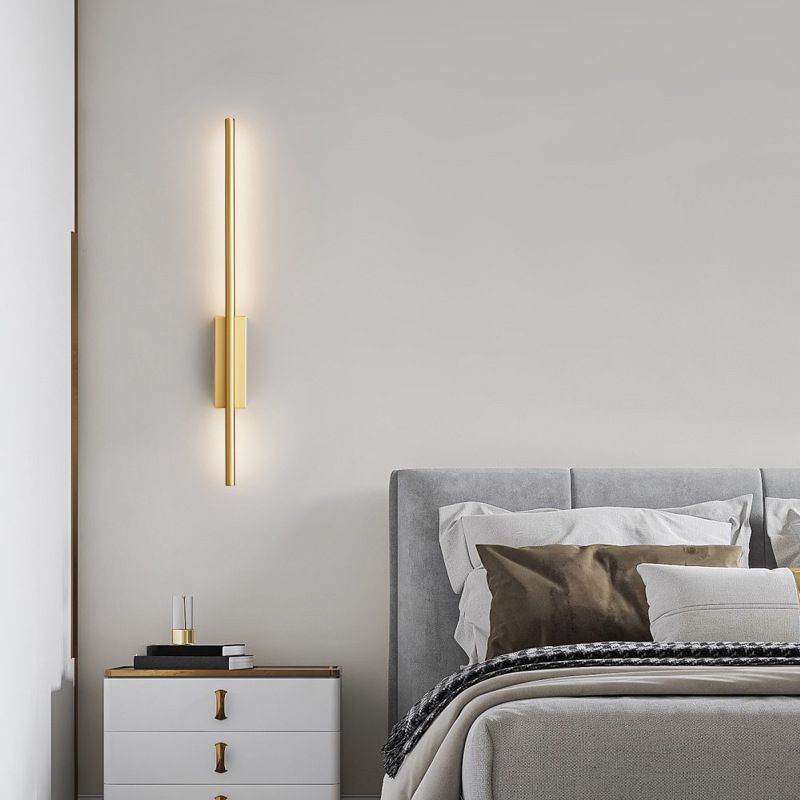 Arisha Contemporary Linear LED Wall Light in Black and Brass for Dining Room, Bedroom, or Bathroom - Available in 61cm, 80cm, 100cm, and 120cm Sizes
