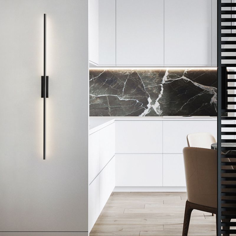 Arisha Contemporary Linear LED Wall Light in Black and Brass for Dining Room, Bedroom, or Bathroom - Available in 61cm, 80cm, 100cm, and 120cm Sizes