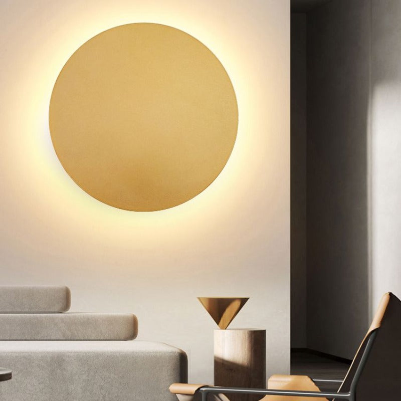 Arisha Contemporary Round Wall Light in Black, White, and Gold - Metal Design for Living Room