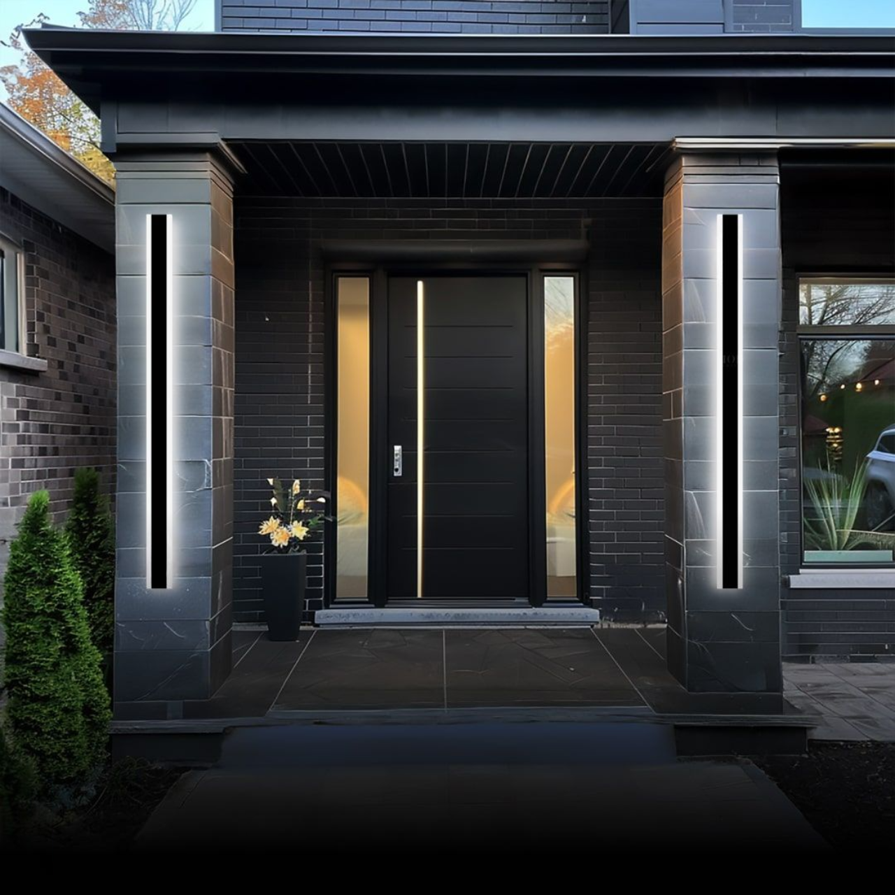Arisha Contemporary Linear Outdoor Wall Light - Metal and Acrylic for Garden and Hall