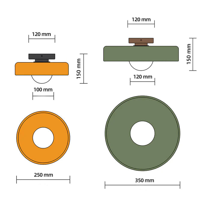 Contemporary Amber Glass Ceiling Light with G9 LED - Available in 25cm and 35cm, 220-240V