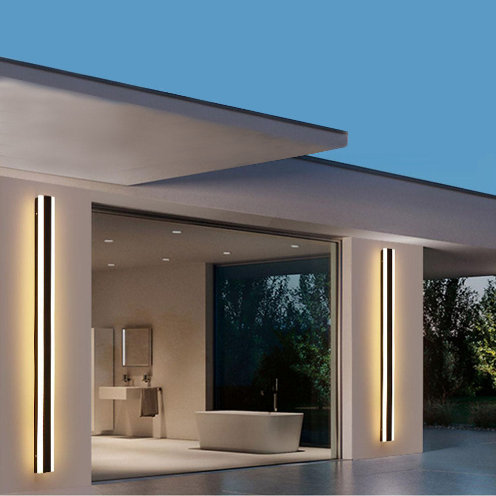 Arisha Contemporary Linear Outdoor Wall Light - Metal and Acrylic for Garden and Hall