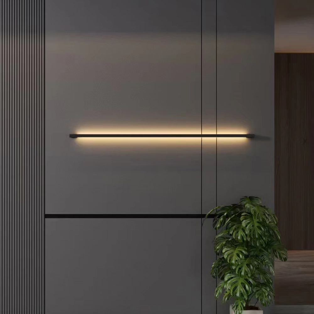 Arisha Slim Linear Modern LED Wall Lamp - Black Metal for Living Room/Indoor Use