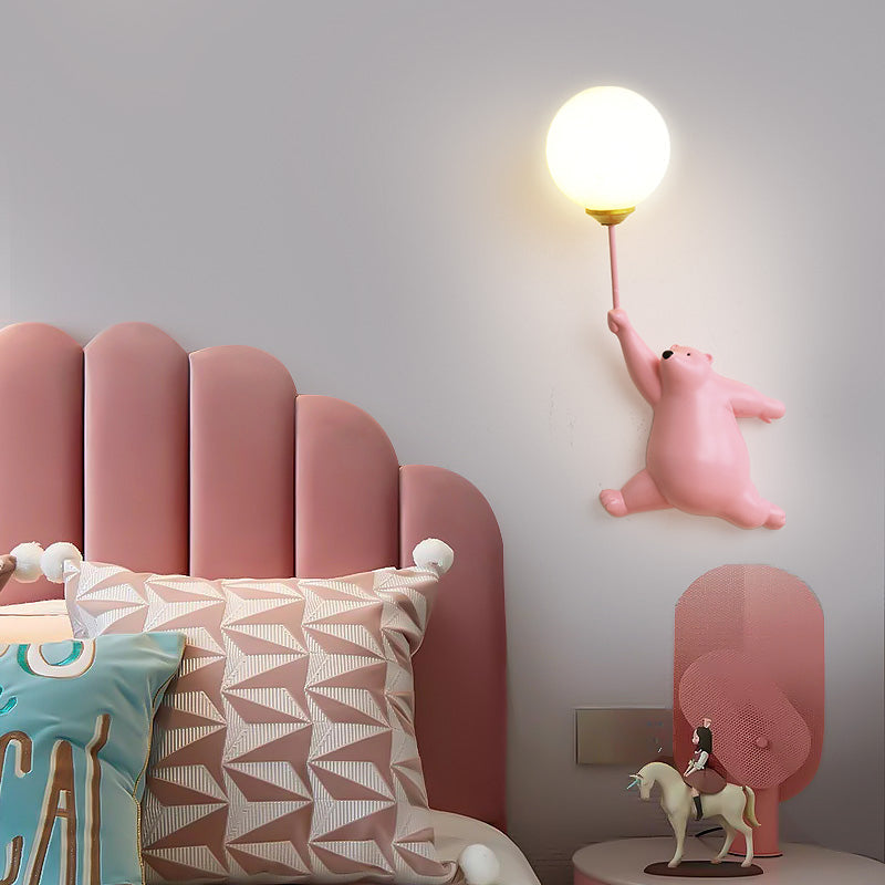 Arisha Design White Bear LED Wall Light for Kids' Rooms and Bedrooms