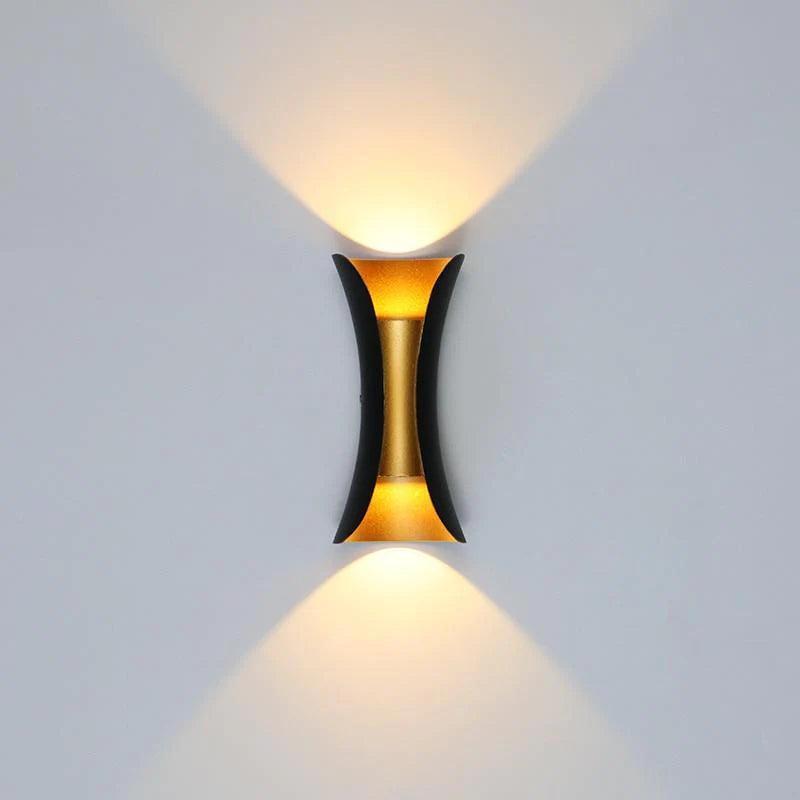 Ray Design Curved LED Outdoor Wall Light - Gold, Black, White Metal for Garden and Hall