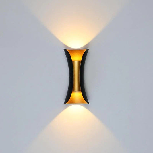 Ray Design Curved LED Outdoor Wall Light - Gold, Black, White Metal for Garden and Hall