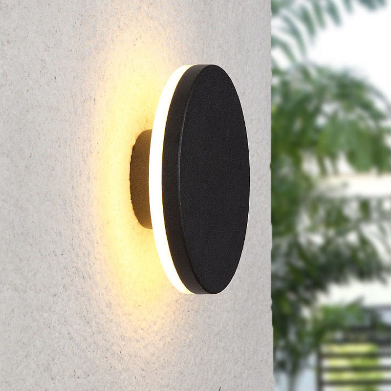 Modern LED Outdoor Wall Light - White/Black Metal for Garden