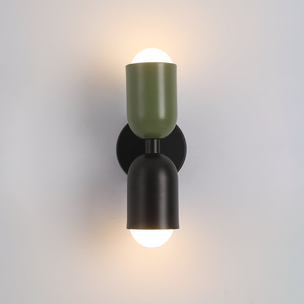 Modern Black Aria LED Wall Lamp with Dual Flames for Indoor and Hallway Use