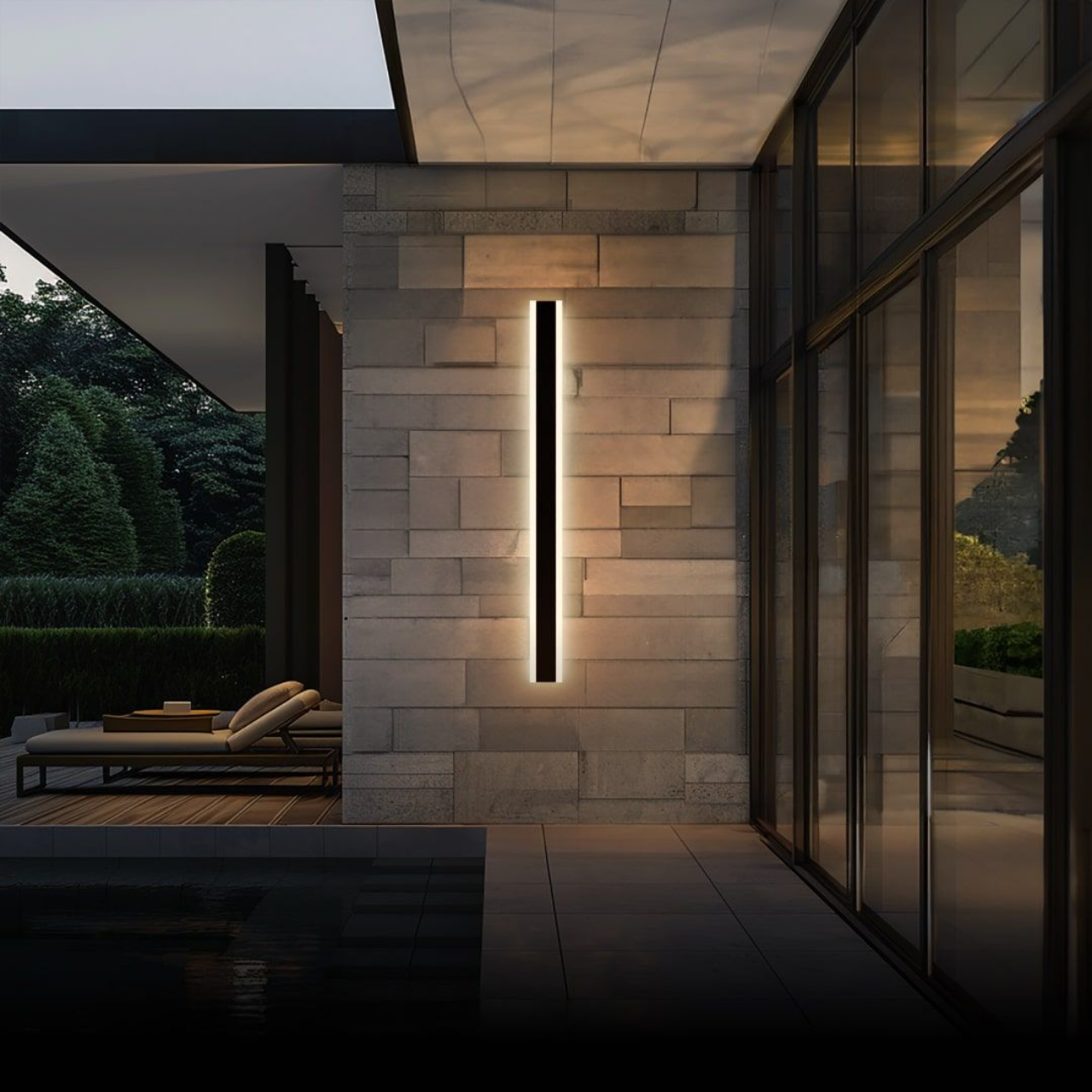 Arisha Contemporary Linear Outdoor Wall Light - Metal and Acrylic for Garden and Hall