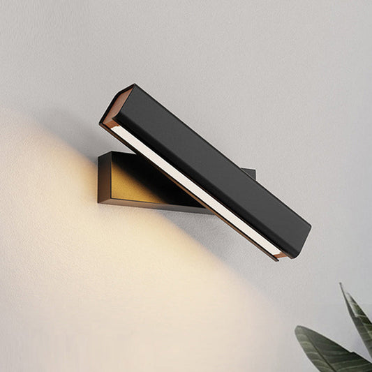 Arisha Contemporary Rotatable LED Wall Light - Rectangular Metal/Wood Design for Living Room