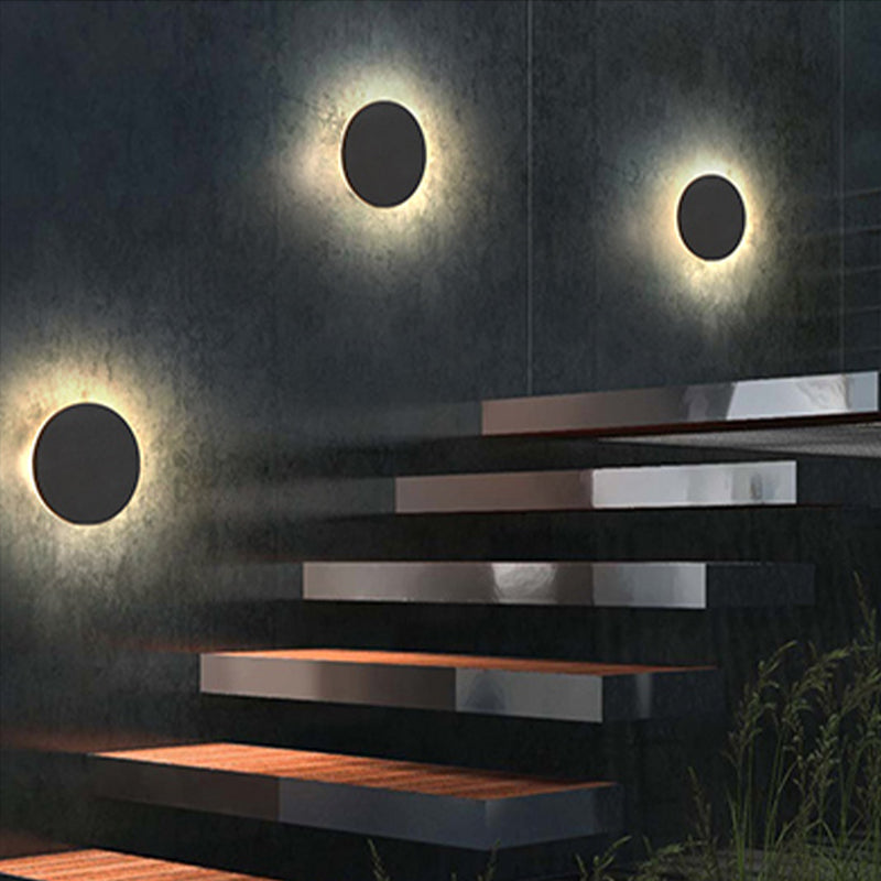 Modern LED Outdoor Wall Light - White/Black Metal for Garden