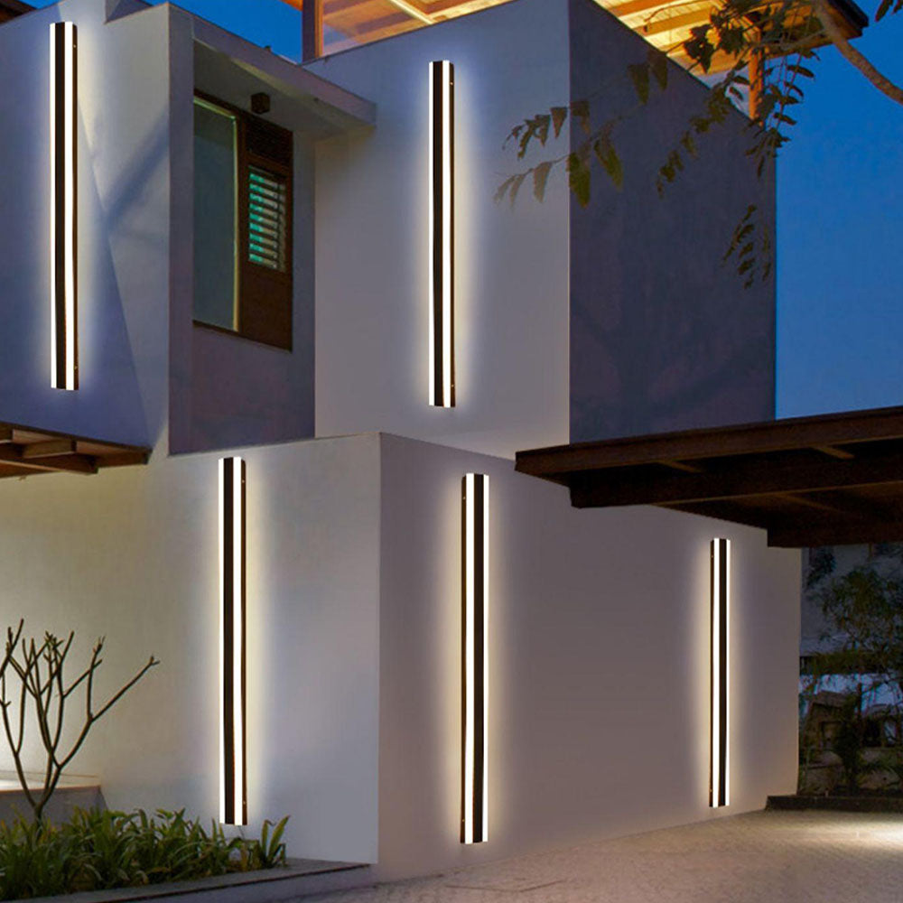 Arisha Contemporary Linear Outdoor Wall Light - Metal and Acrylic for Garden and Hall